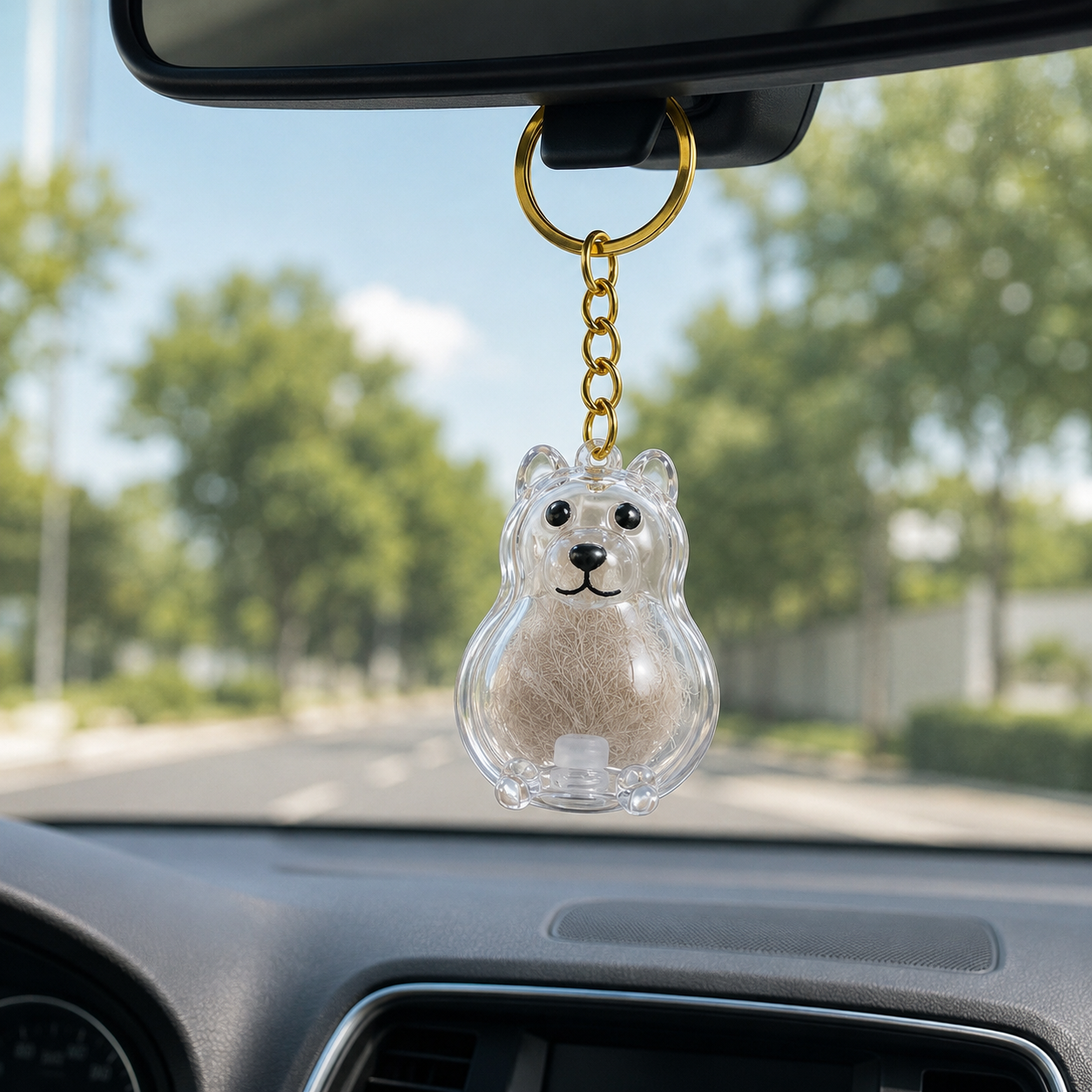 Dog Hair Keepsake Capsule - Key Chain - Christmas Decoration - Happy Lab