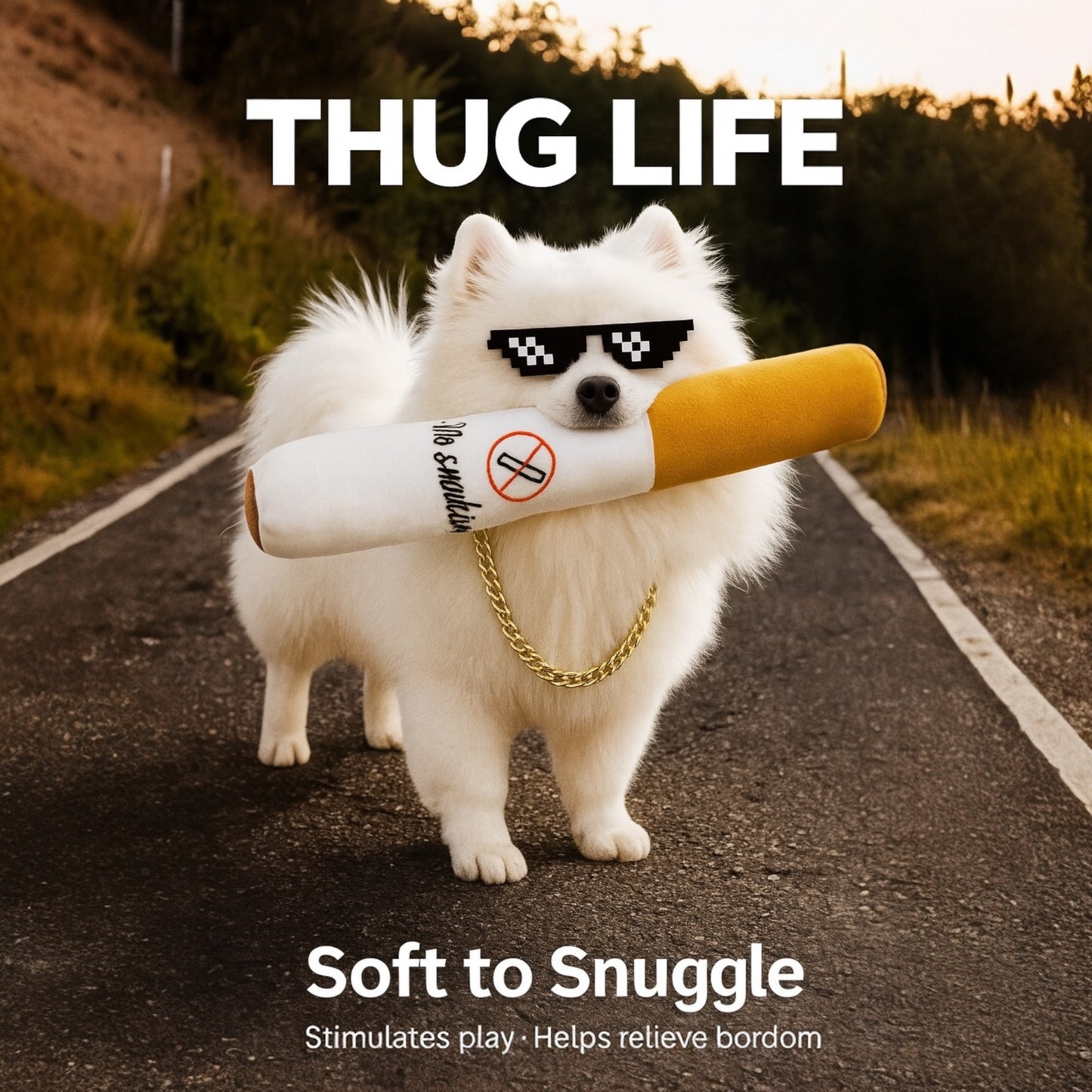 XL No Smoke Cigarette Plush Toy for Dogs