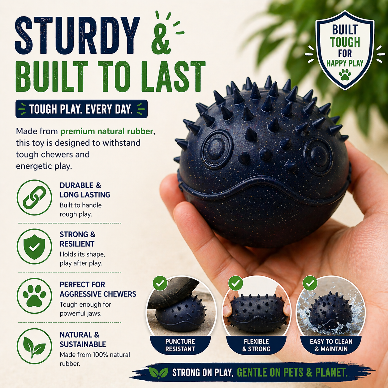 Sturdy - Smurfy - Natural Rubber Toy