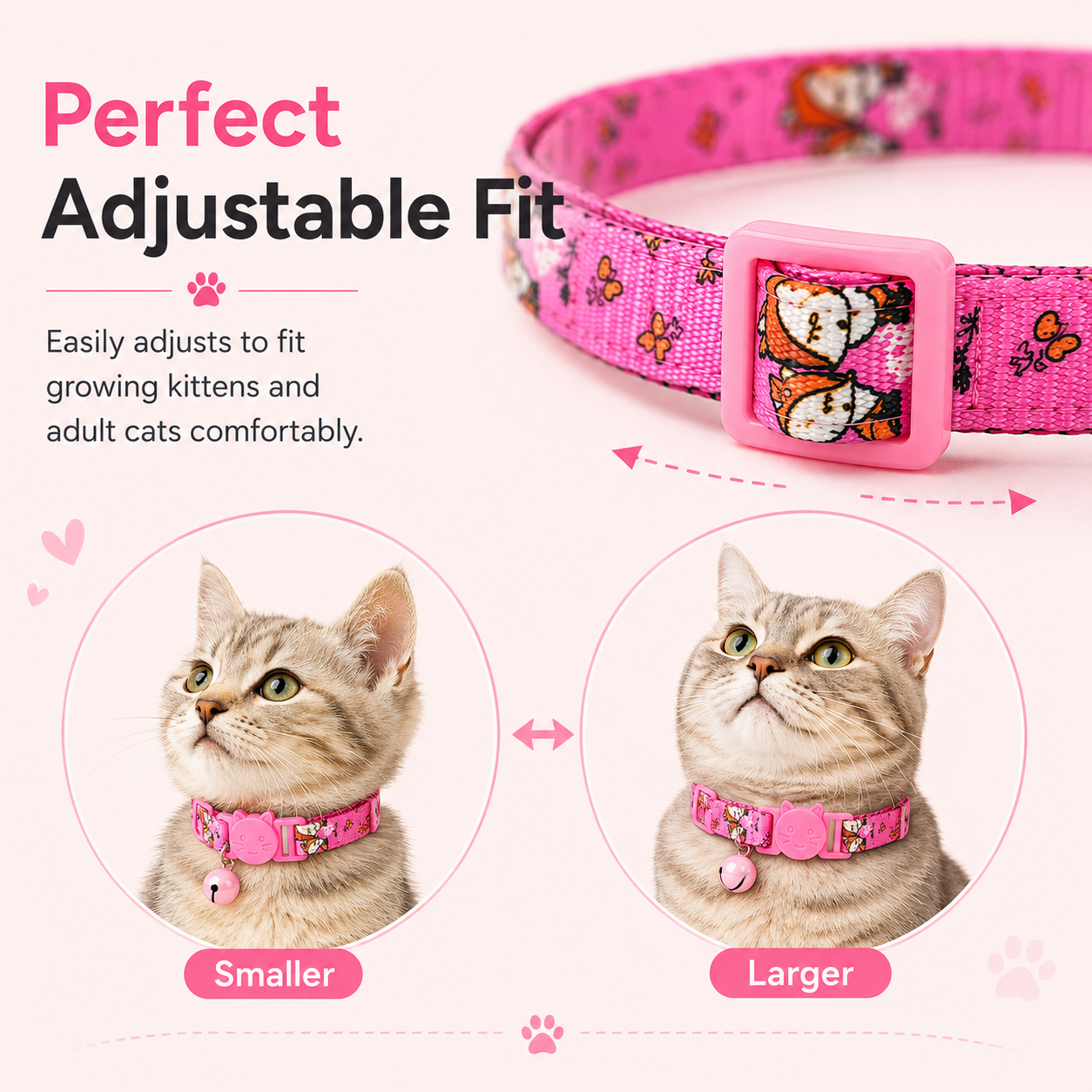 Talking Dog Club - Everyday Cat Collars - With Attached Bell - Fox