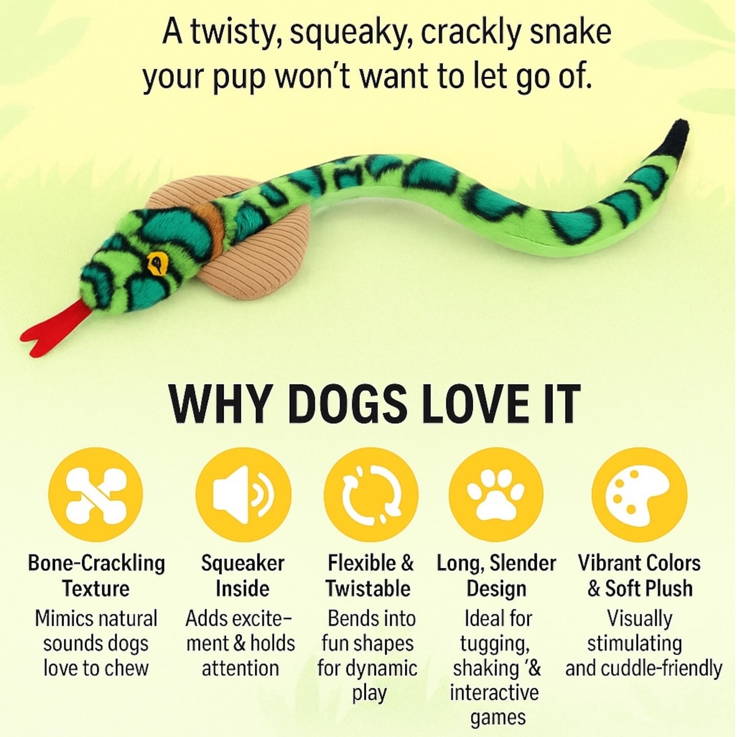 XL Cobra Rattle Plush toy for Dogs