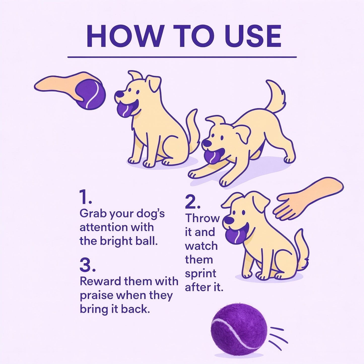 Fetch In Color - Tennis Balls - Purple - Set of Two