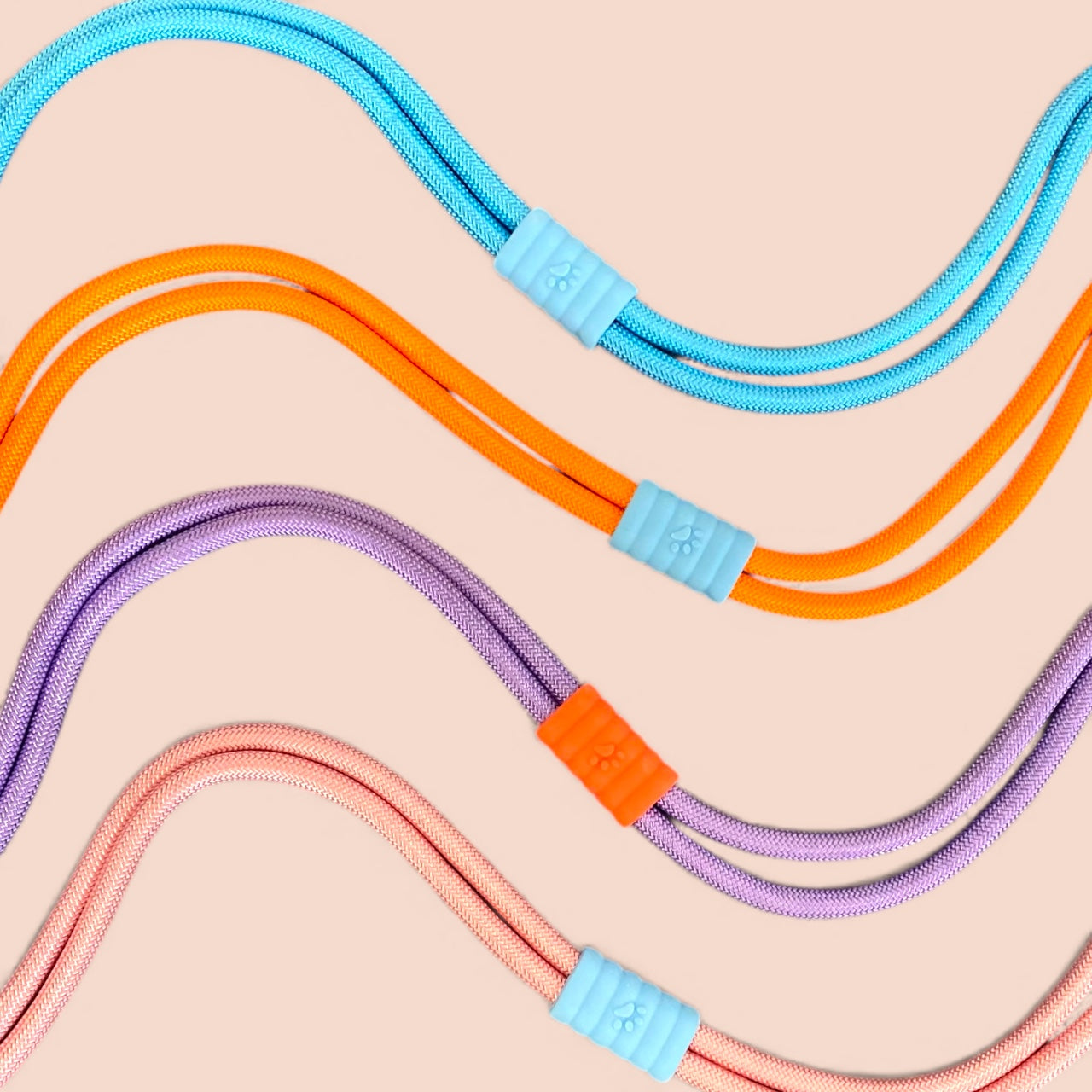 Vivid - Bright Color Extra Strong Leash - Orange Leash/ Purple Handle