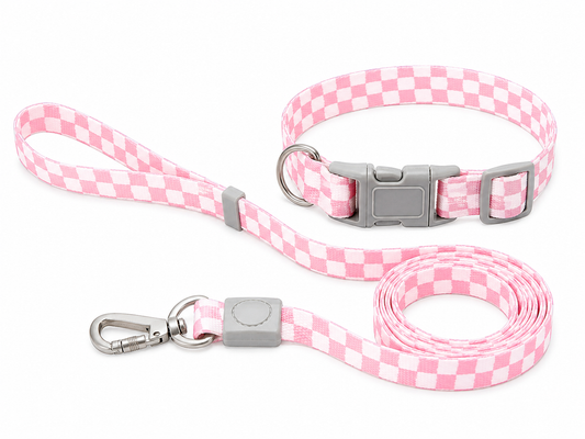 Checkmate Leash and Collar Combo - Pink