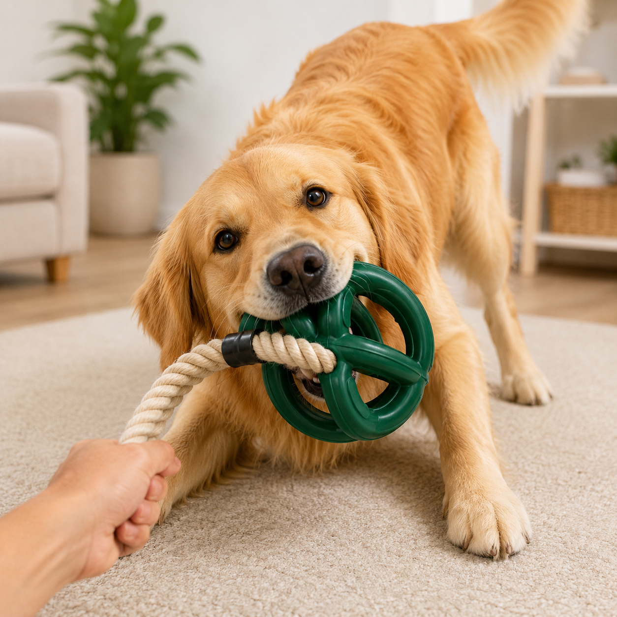 Sturdy - Dual Grip Oval Toy with Rope
