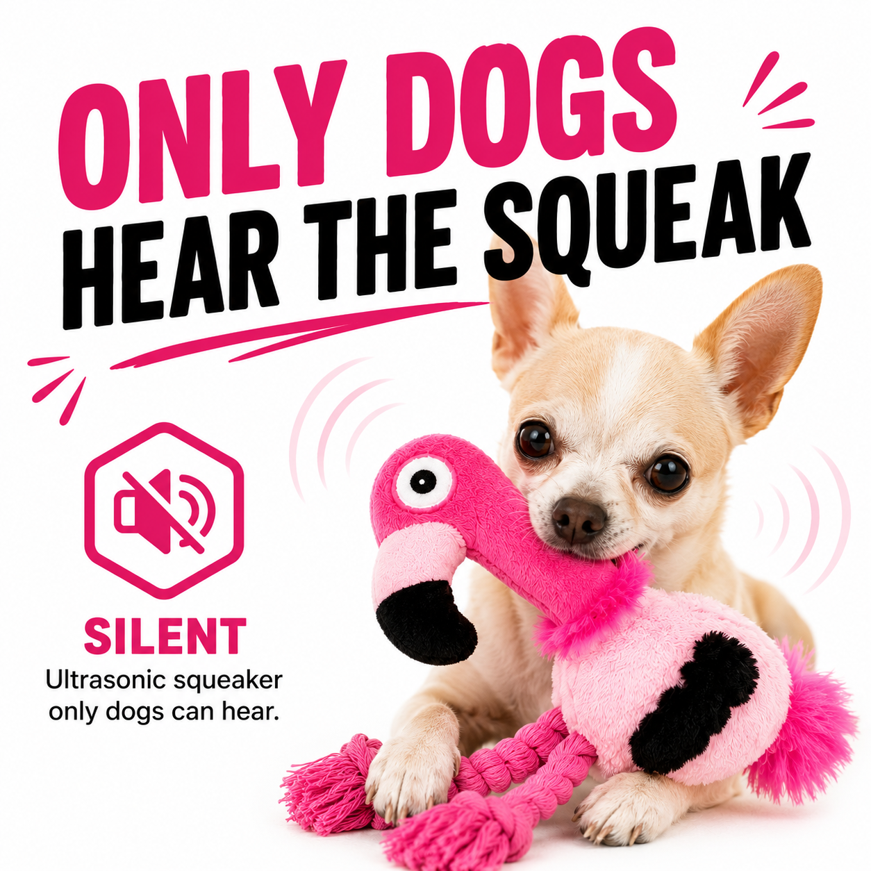 Flamingo Plush - Ultrasonic-Silent Squeaker Toy