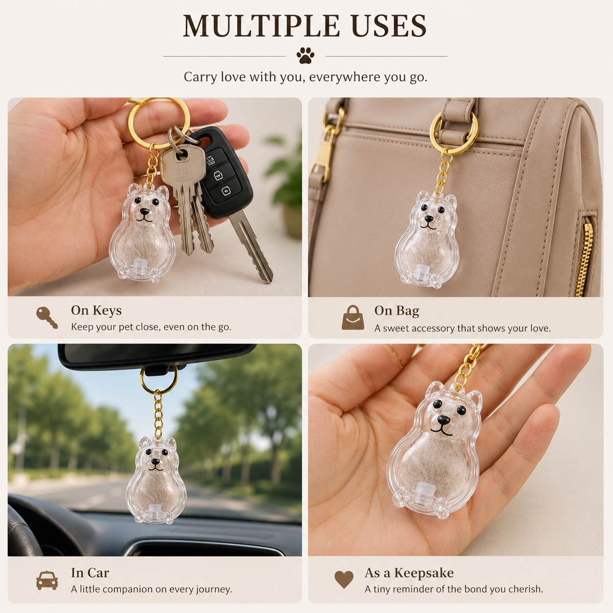 Dog Hair Keepsake Capsule - Key Chain - Christmas Decoration - Happy Lab