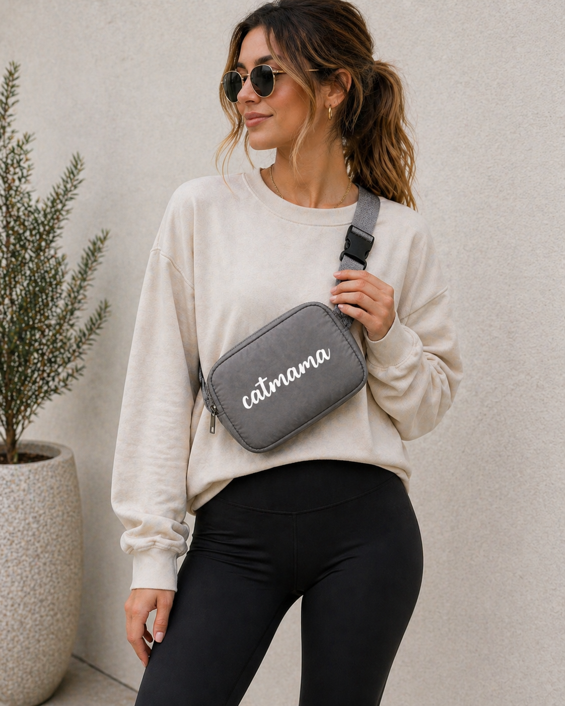 Catmama Crossbody Treat & Walk Bag - Grey