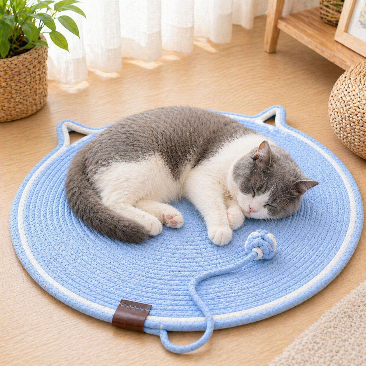 Talking Dog Club - Cat Rope Mat - Blue