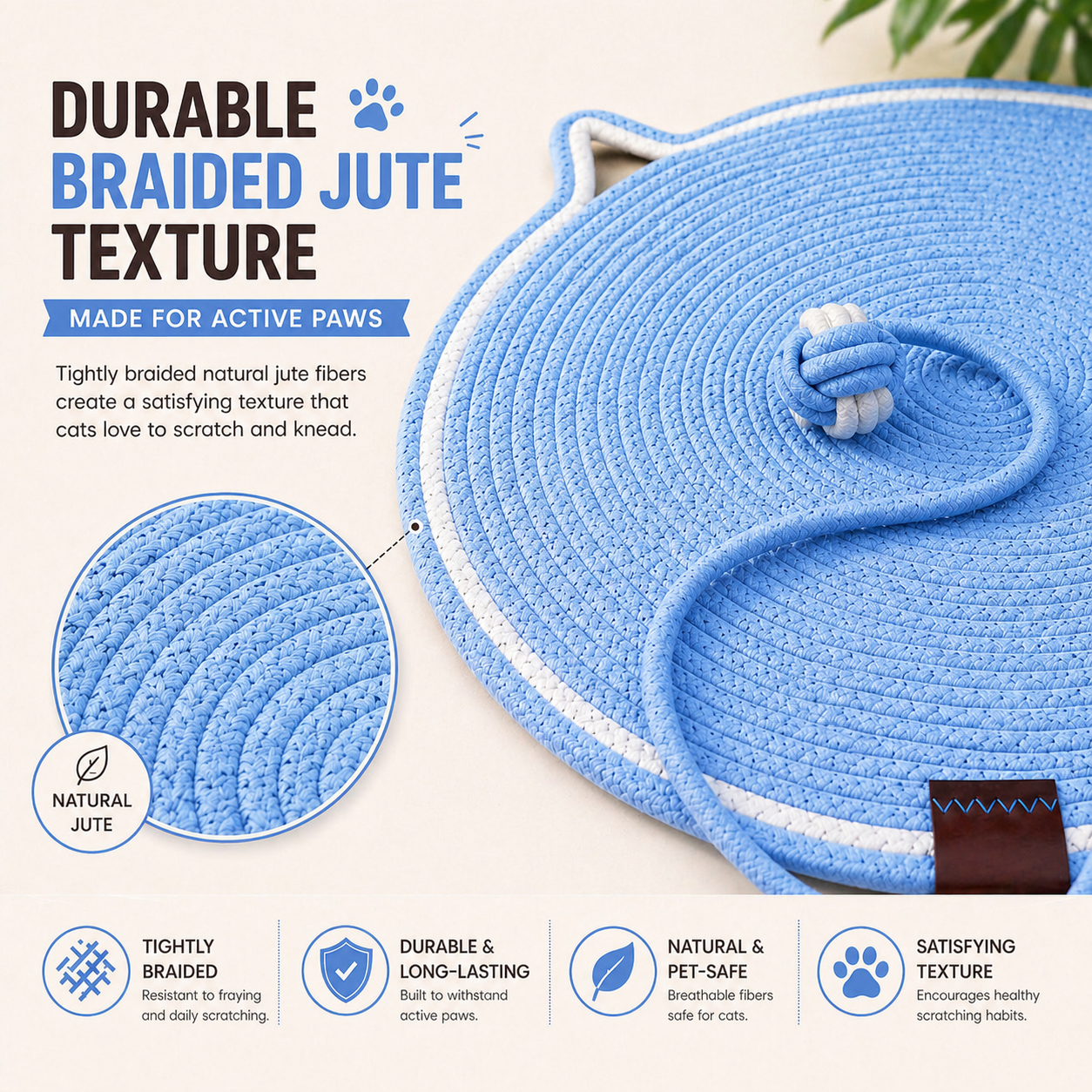 Talking Dog Club - Cat Rope Mat - Blue