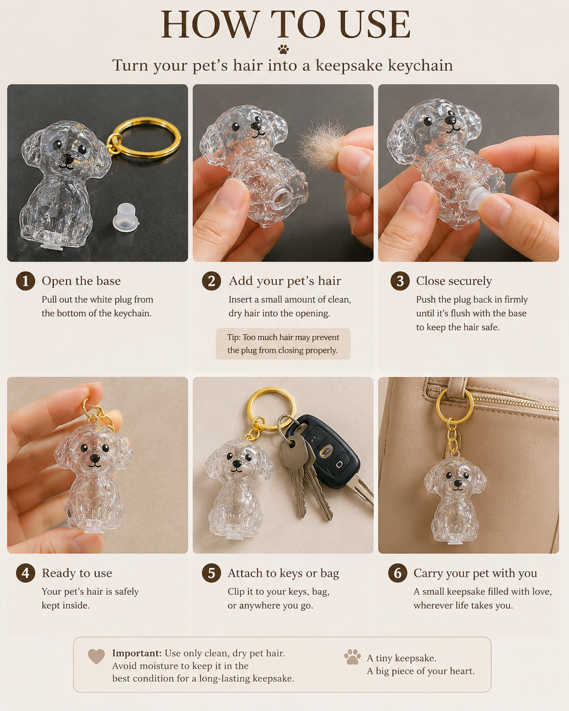 Dog Hair Keepsake Capsule - Key Chain - Christmas Decoration - Shih-Tzu