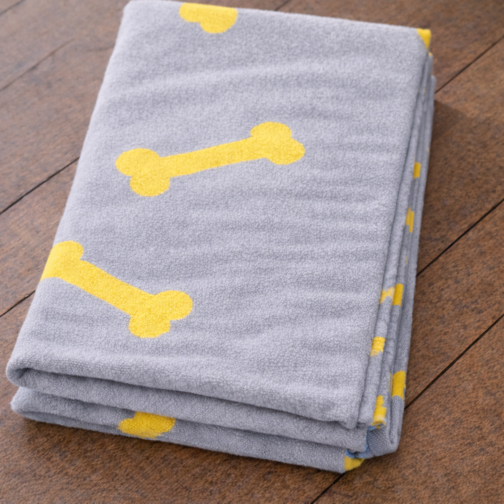 Talking Dog Club - Bone Print Viscose Blanket - Grey and Yellow Bone