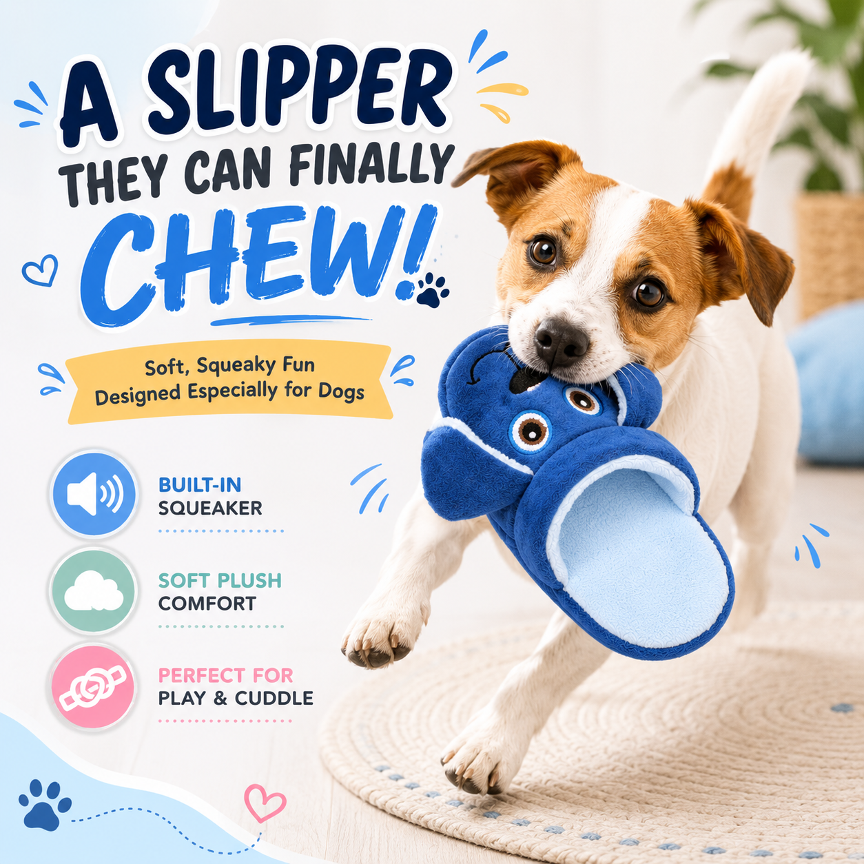 Doggie Dog Slipper - Plush Toy for Dogs