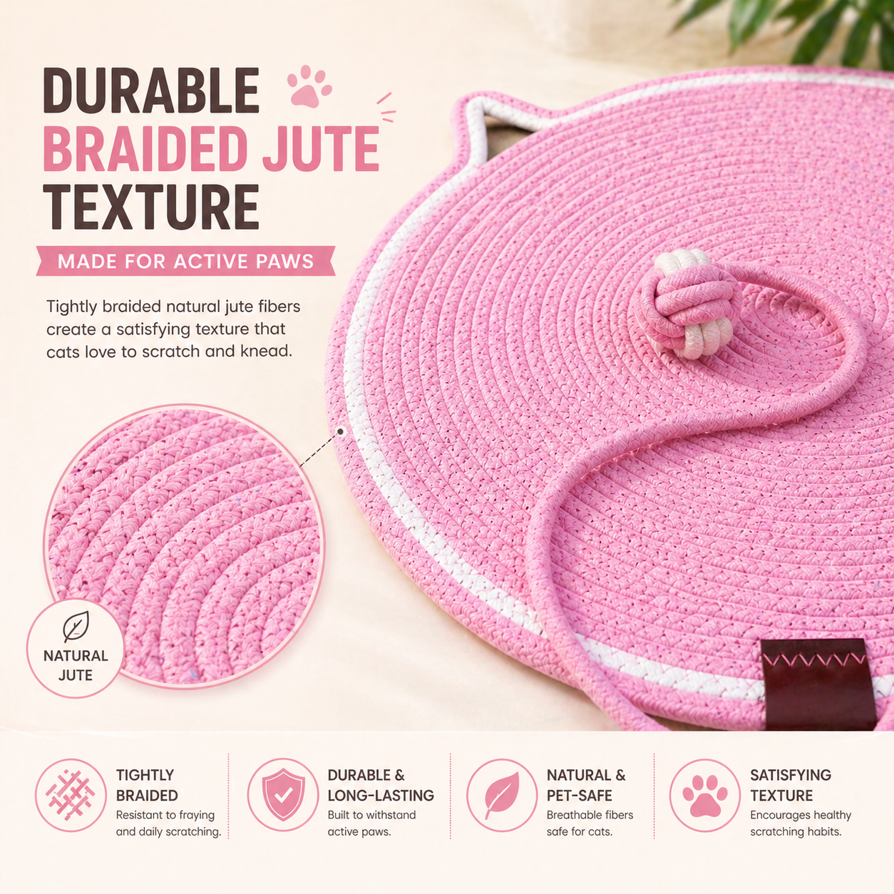Talking Dog Club - Cat Rope Mat - Pink