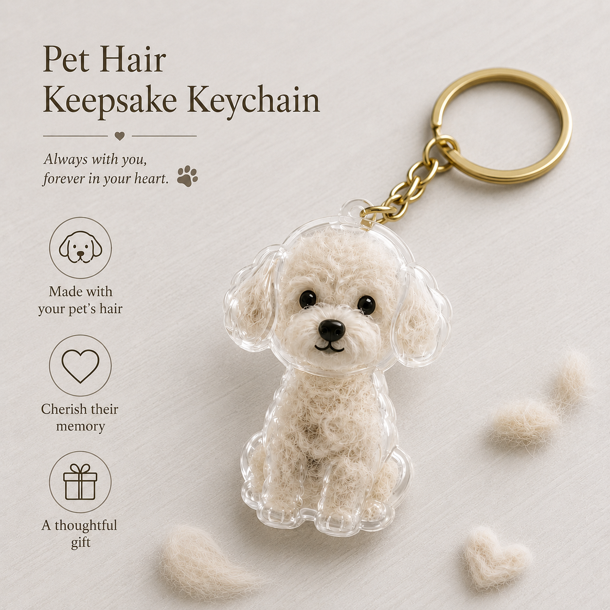 Dog Hair Keepsake Capsule - Key Chain - Christmas Decoration - Shih-Tzu