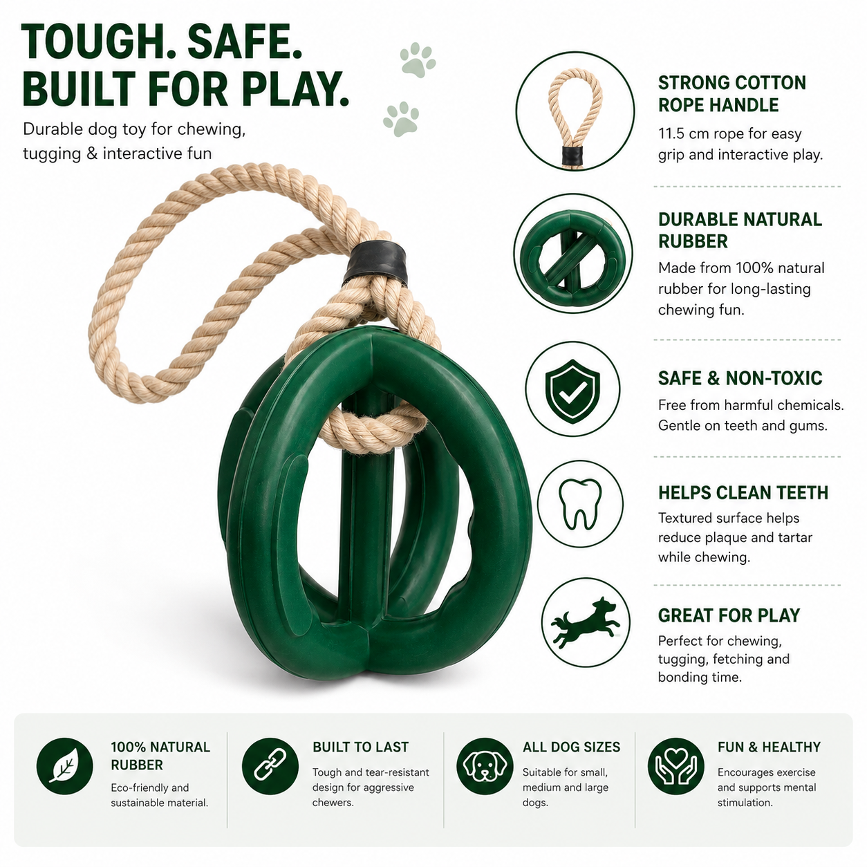 Sturdy - Dual Grip Oval Toy with Rope