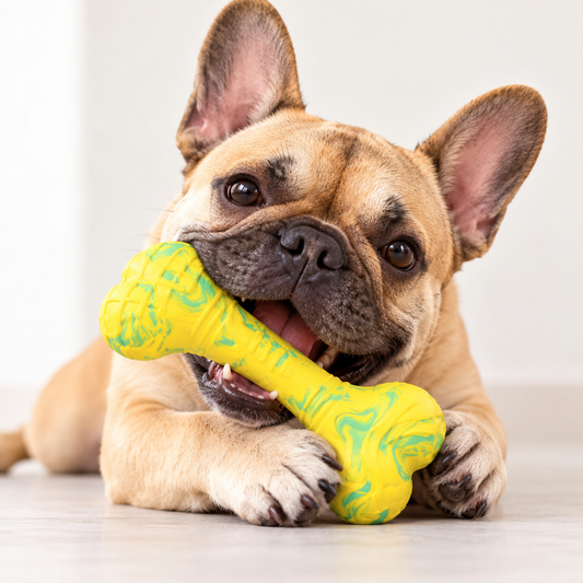 Bone Rubber Treat Dispenser Toy - Yellow