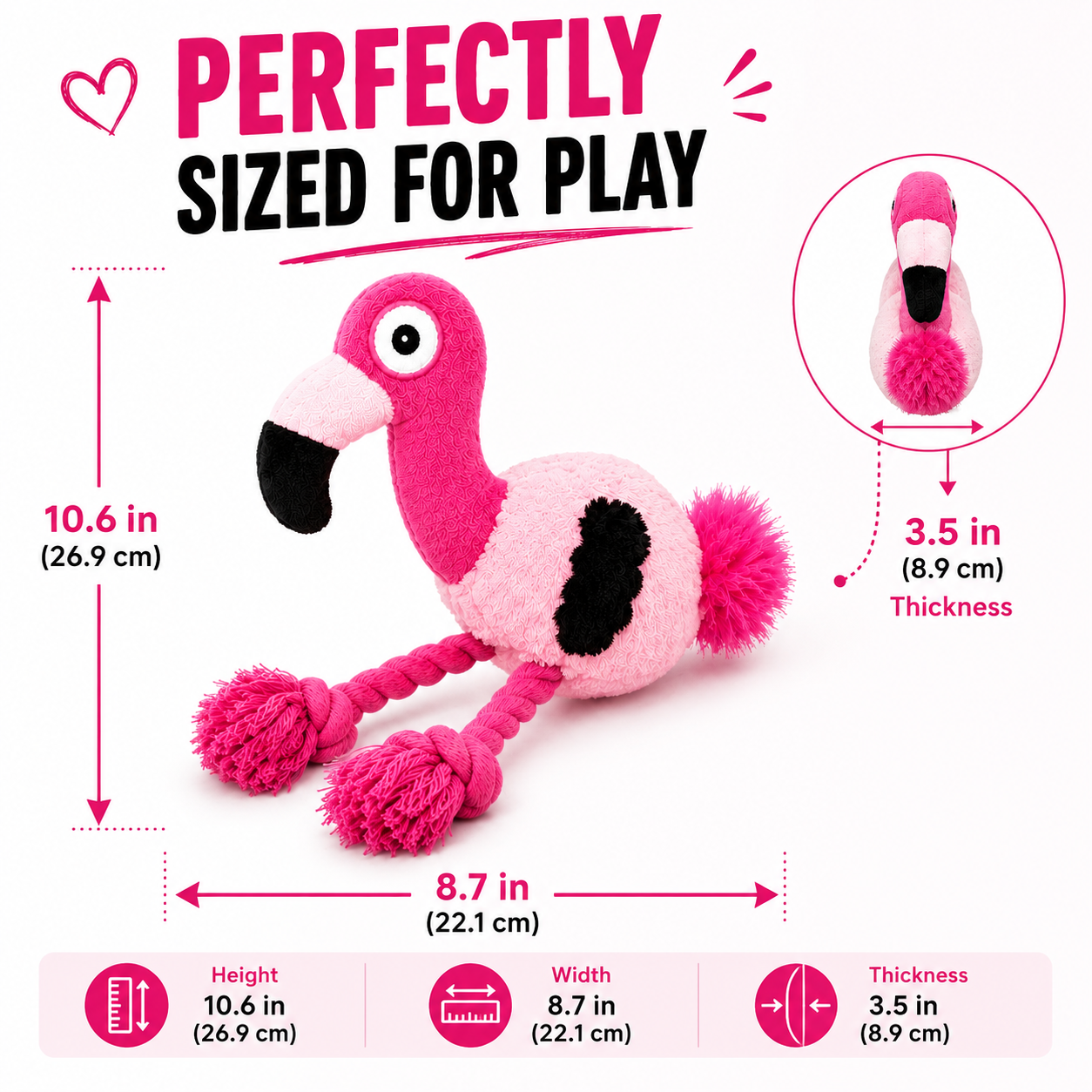 Flamingo Plush - Ultrasonic-Silent Squeaker Toy
