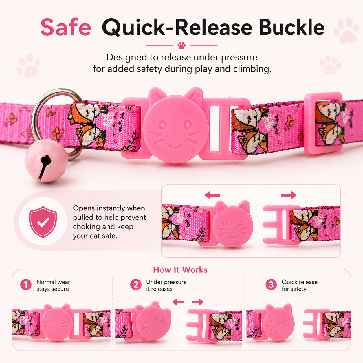 Talking Dog Club - Everyday Cat Collars - With Attached Bell - Fox