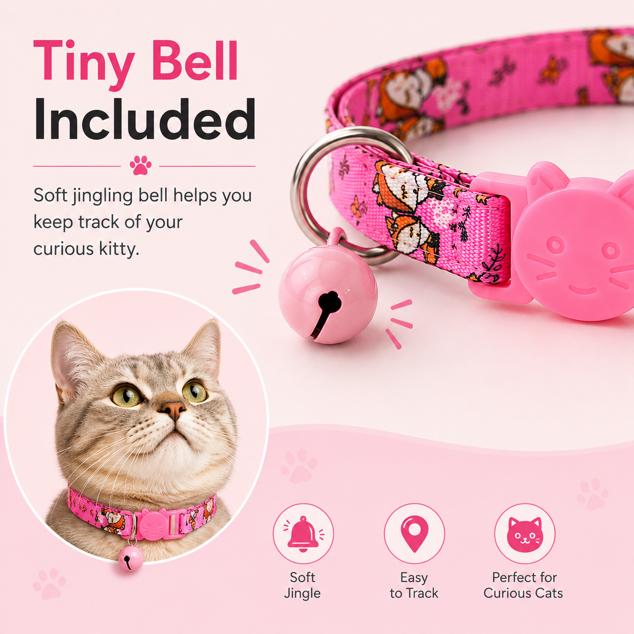 Talking Dog Club - Everyday Cat Collars - With Attached Bell - Fox