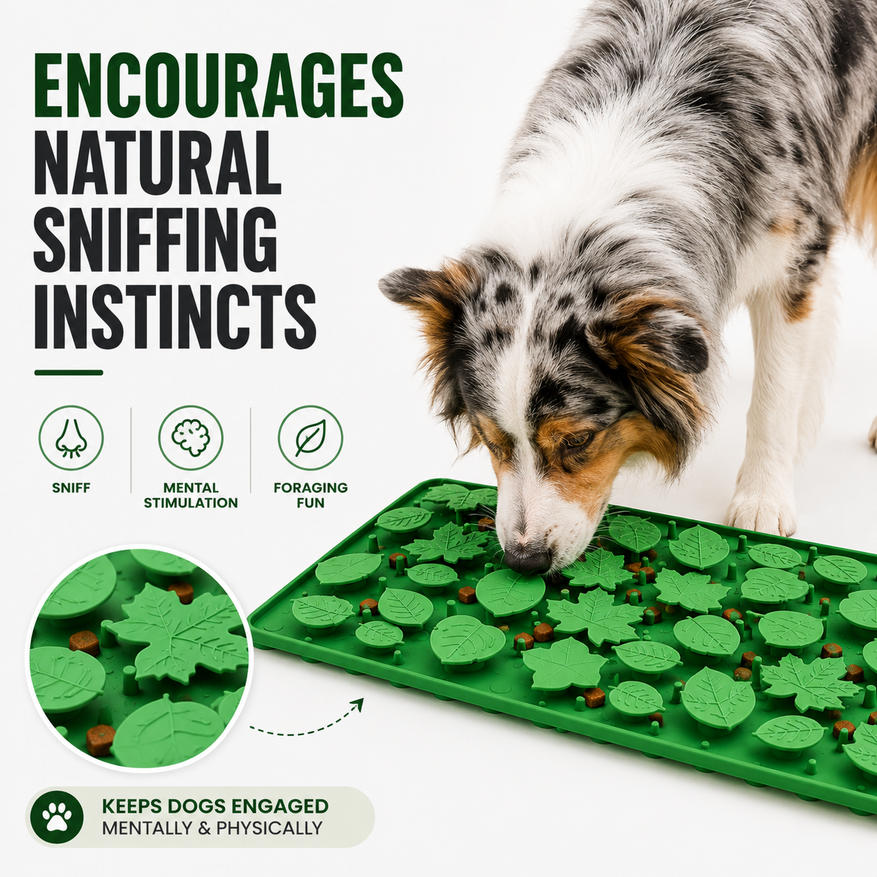 Jungle Dig Mat – Silicone Snuffle & Lick Mat for Dogs, Slow Feeder Enrichment Mat with Suction Cups