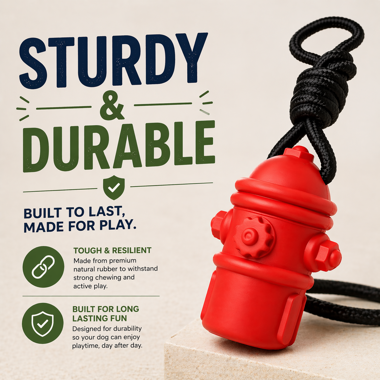 Sturdy - Fire Hydrant Toy with Rope