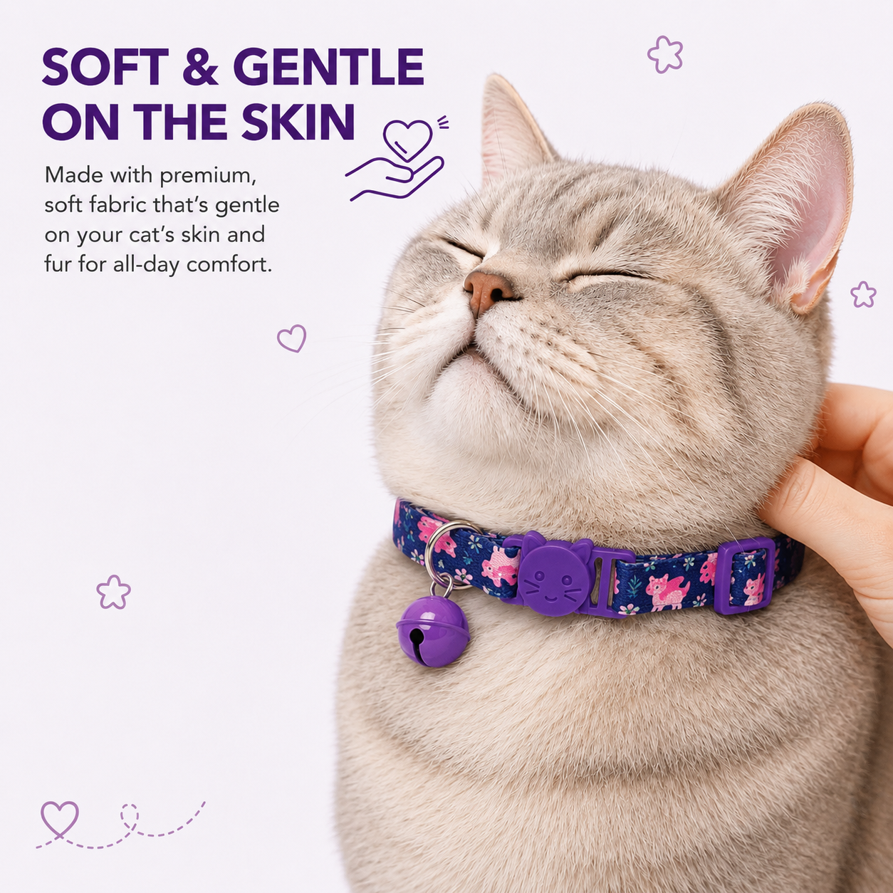 Talking Dog Club - Everyday Cat Collars - With Attached Bell - Sea Horse