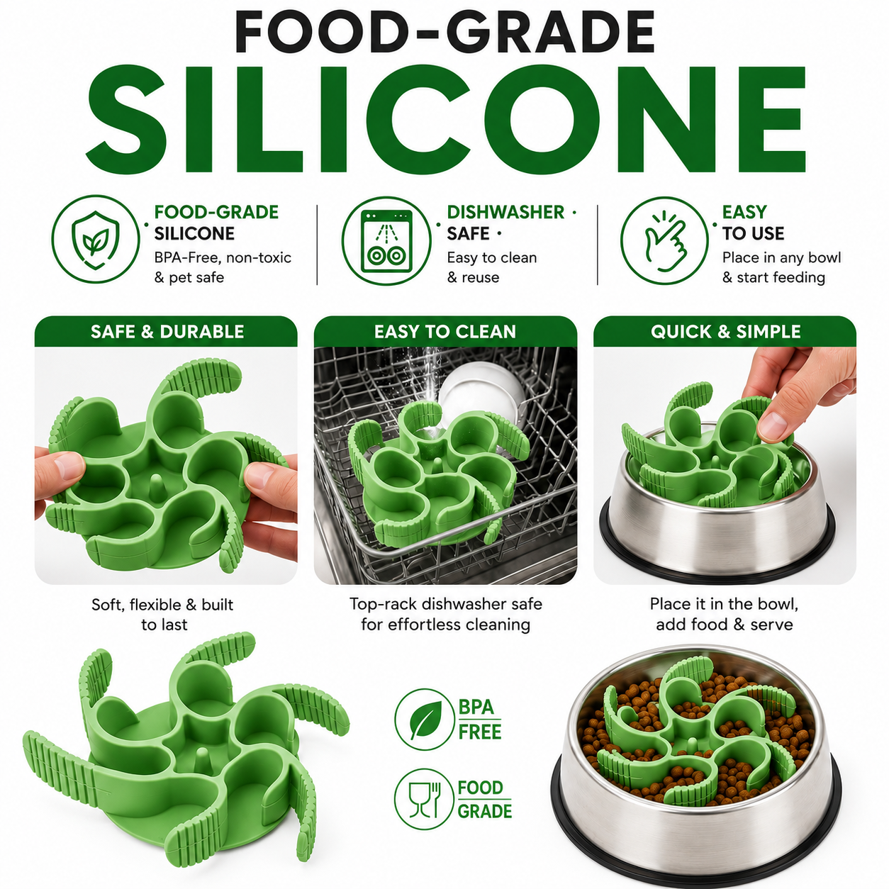 Slow Feeder Bowl Attachment - Green