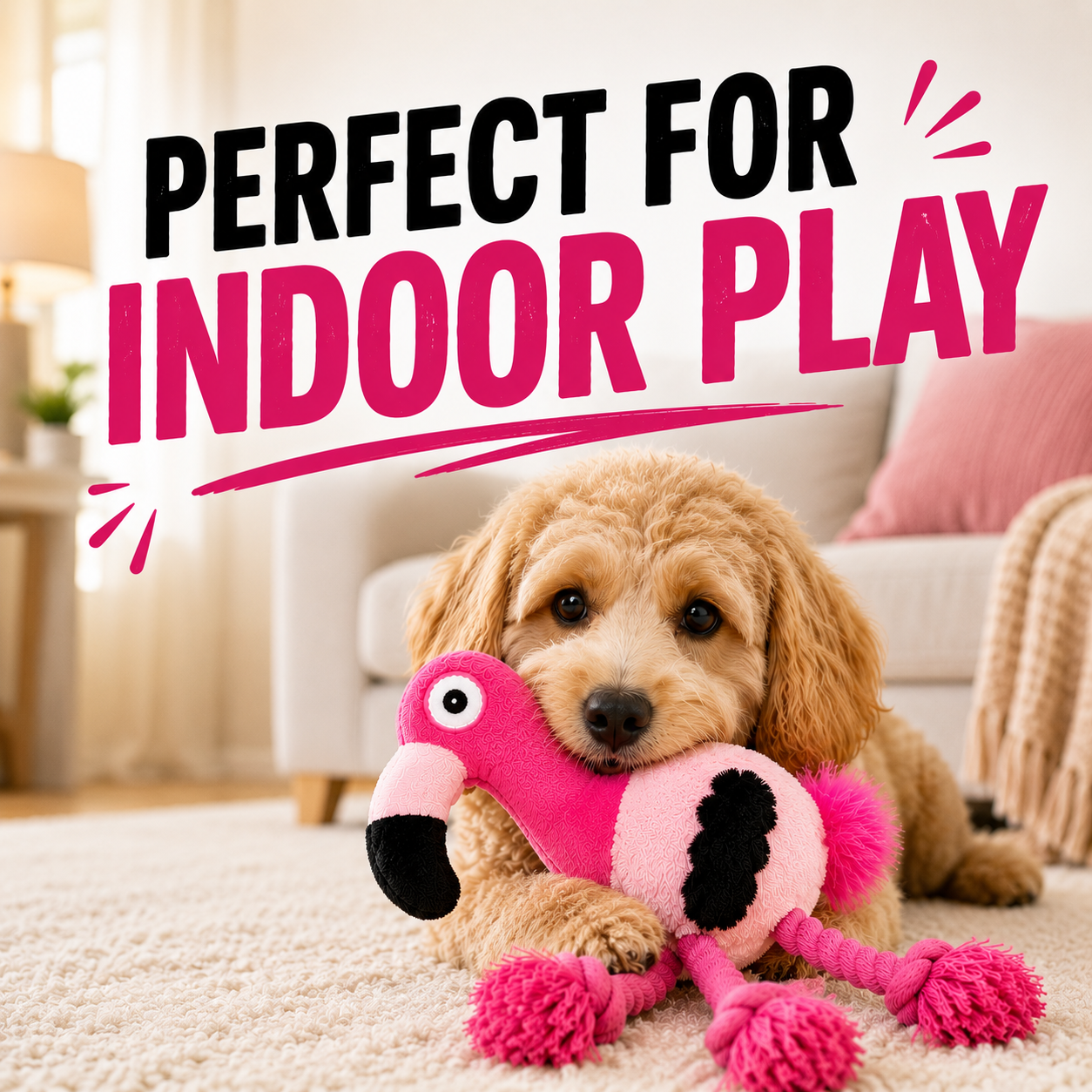 Flamingo Plush - Ultrasonic-Silent Squeaker Toy