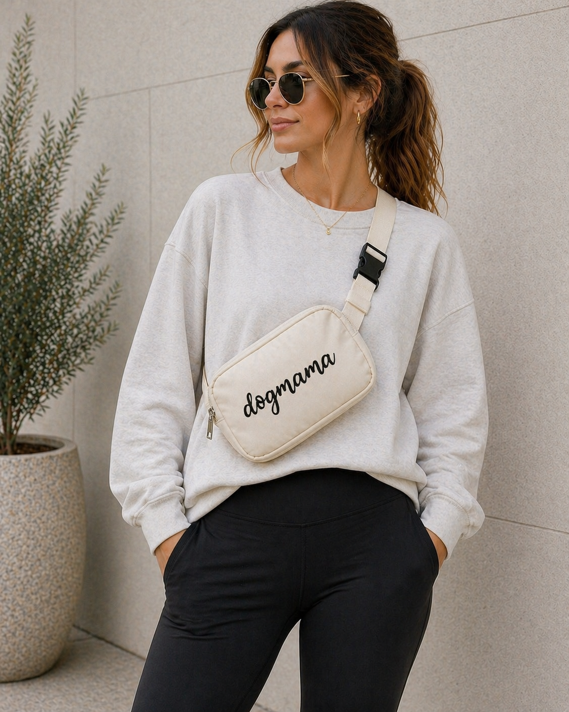 Dogmama Crossbody Treat & Walk Bag - Cream