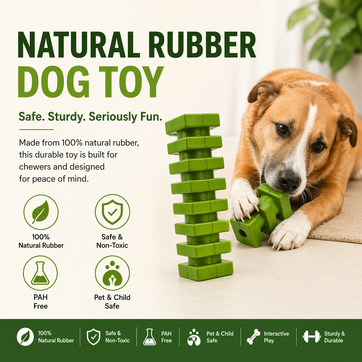 Sturdy - Ribbed Bazooka  - Natural Rubber Toy