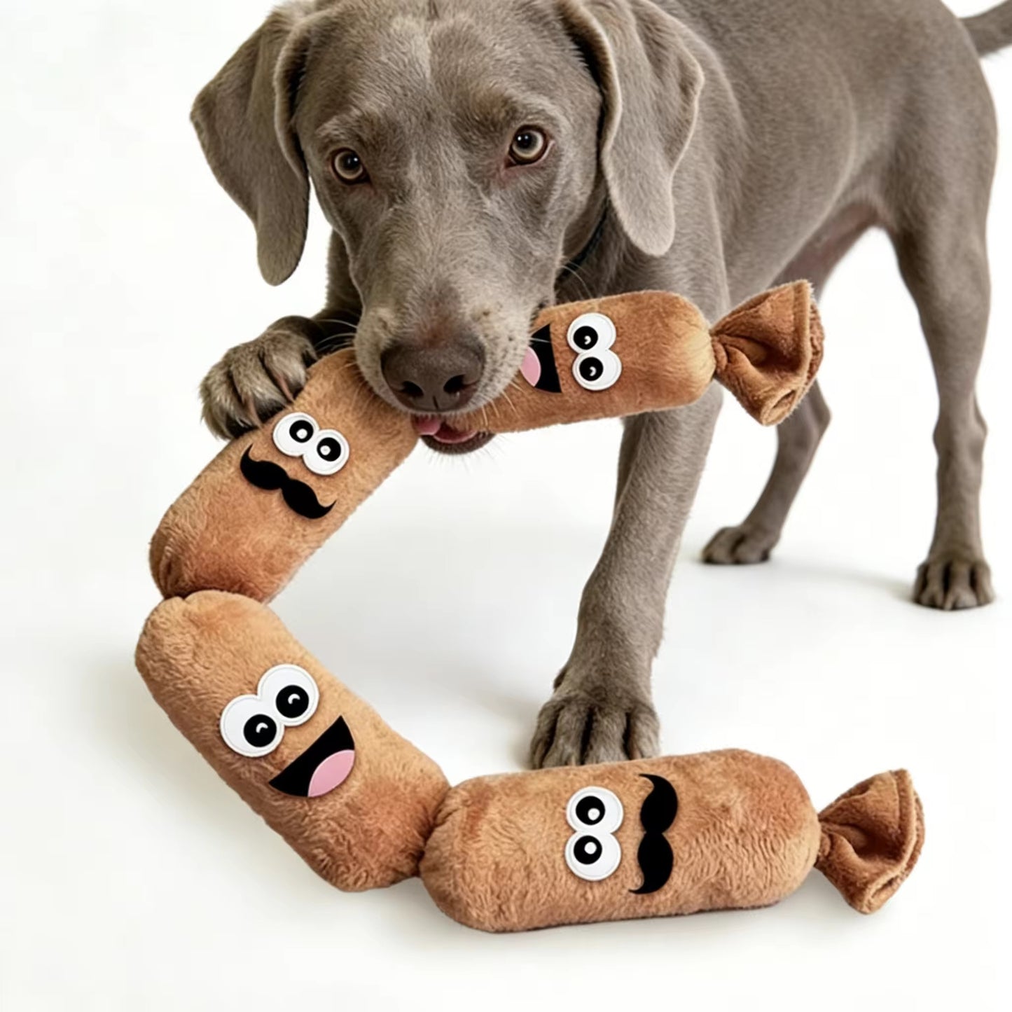 Sausage Squeaker Rope Plush Toy