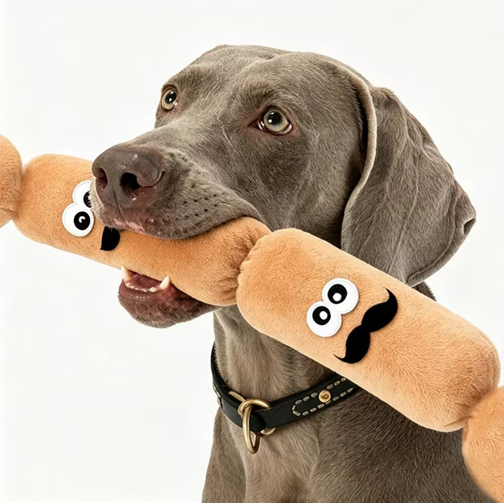 Sausage Squeaker Rope Plush Toy