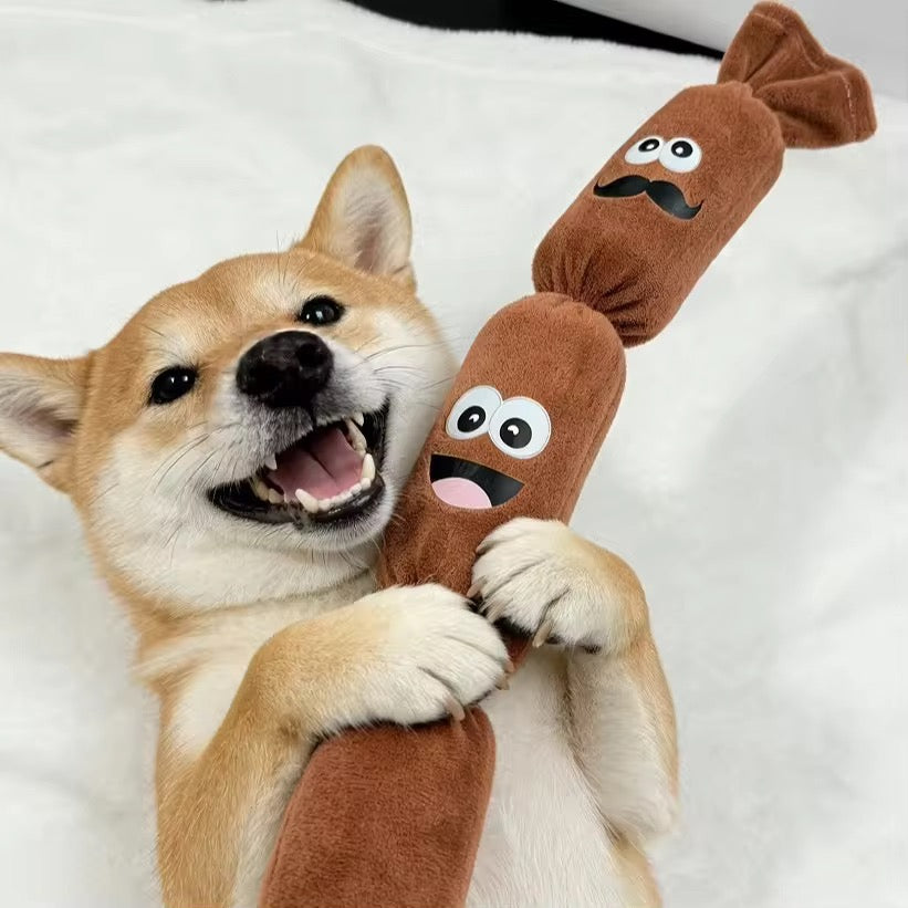 Sausage Squeaker Rope Plush Toy