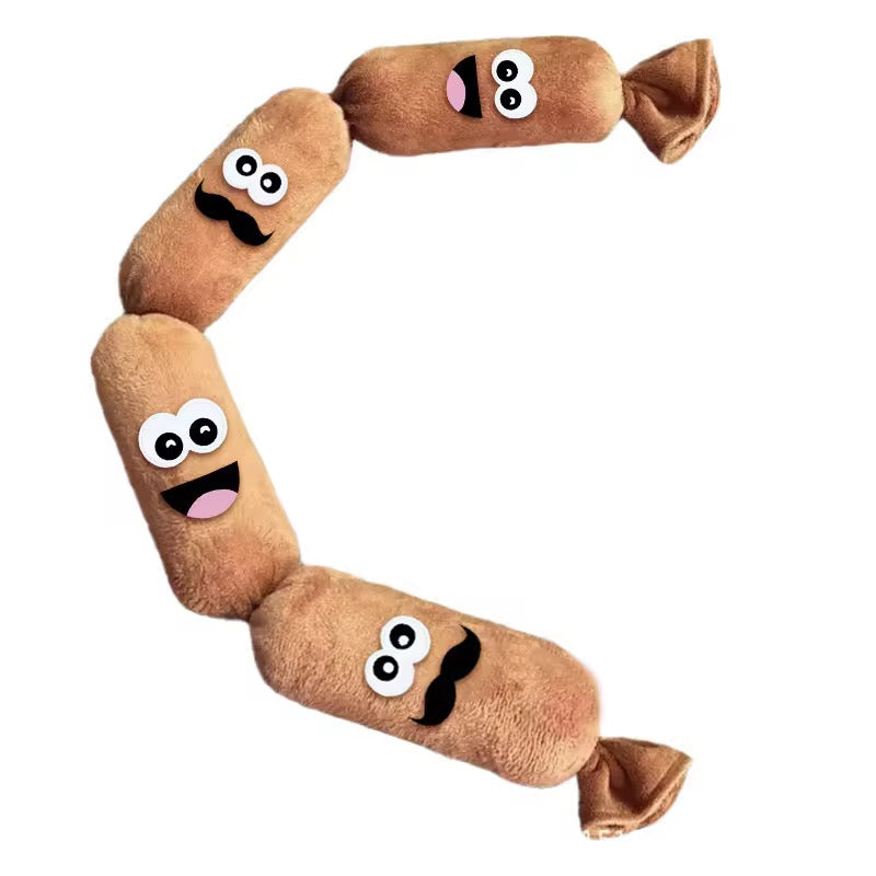 Sausage Squeaker Rope Plush Toy