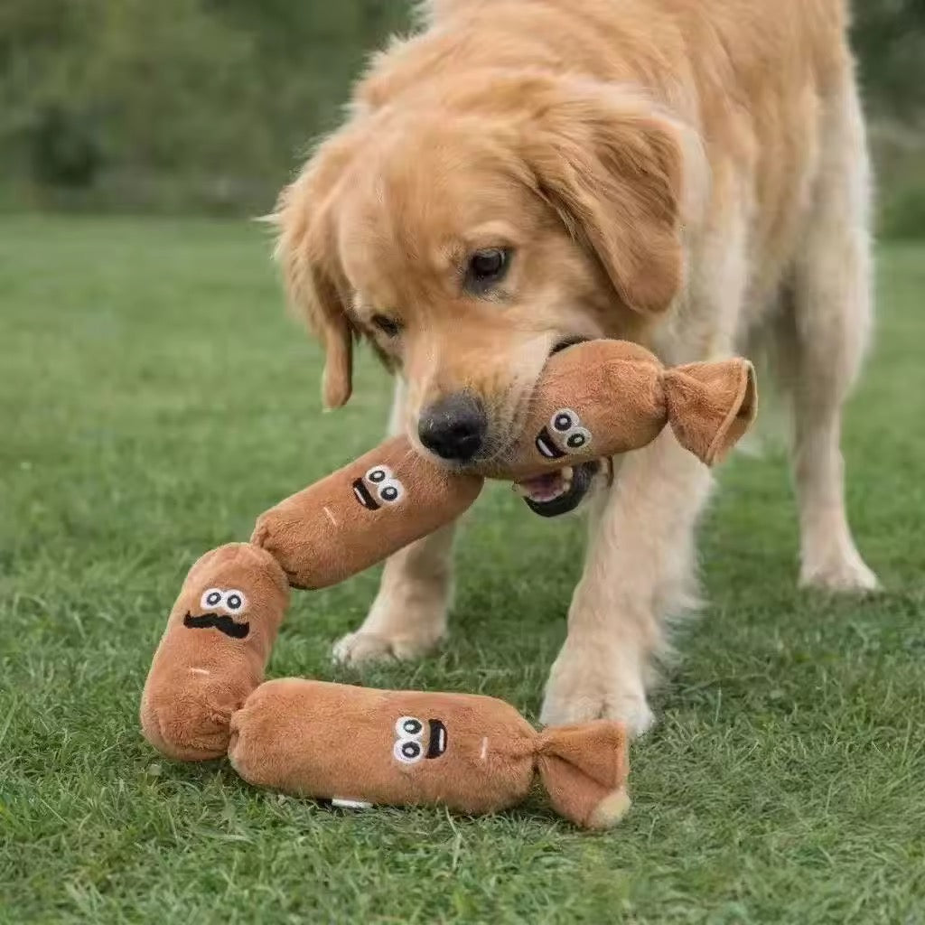 Sausage Squeaker Rope Plush Toy