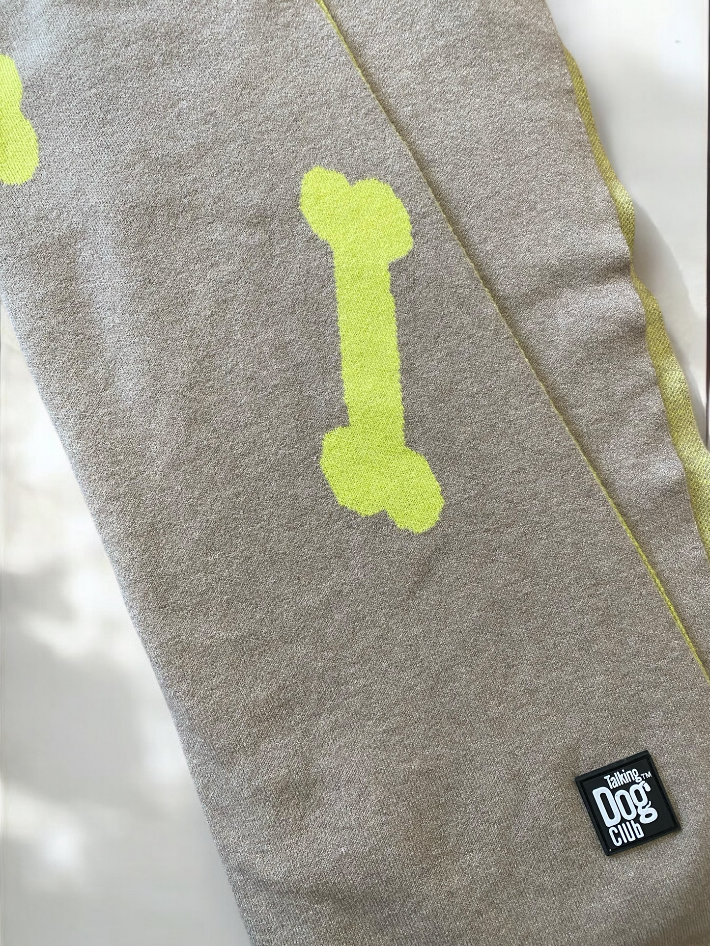 Bone Print Viscose Blanket - Ivory and Green- For Large Size Dogs