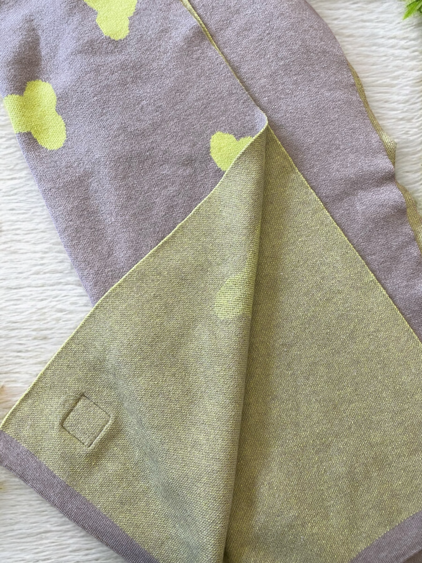Bone Print Viscose Blanket - Ivory and Green- For Large Size Dogs