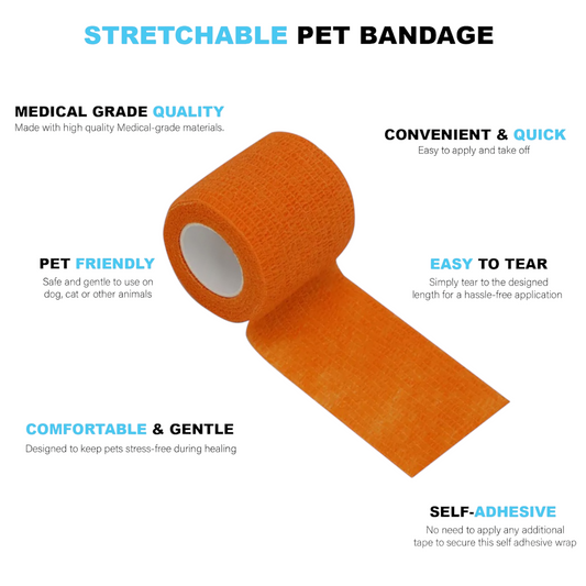 Talking Dog Club - Cover them Paws - Self Adhesive Wraps - Orange - Small
