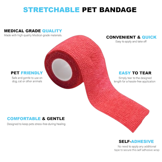 Talking Dog Club - Cover them Paws - Self Adhesive Wraps - Red - Small