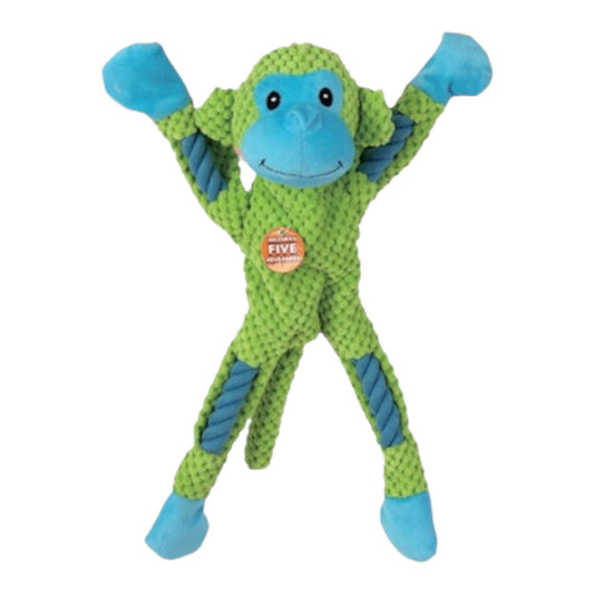 Monkey on Ropes with Multiple Squeaker toy  - Green
