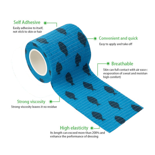 Talking Dog Club - Cover them Paws - Self Adhesive Wraps - Blue with Fish