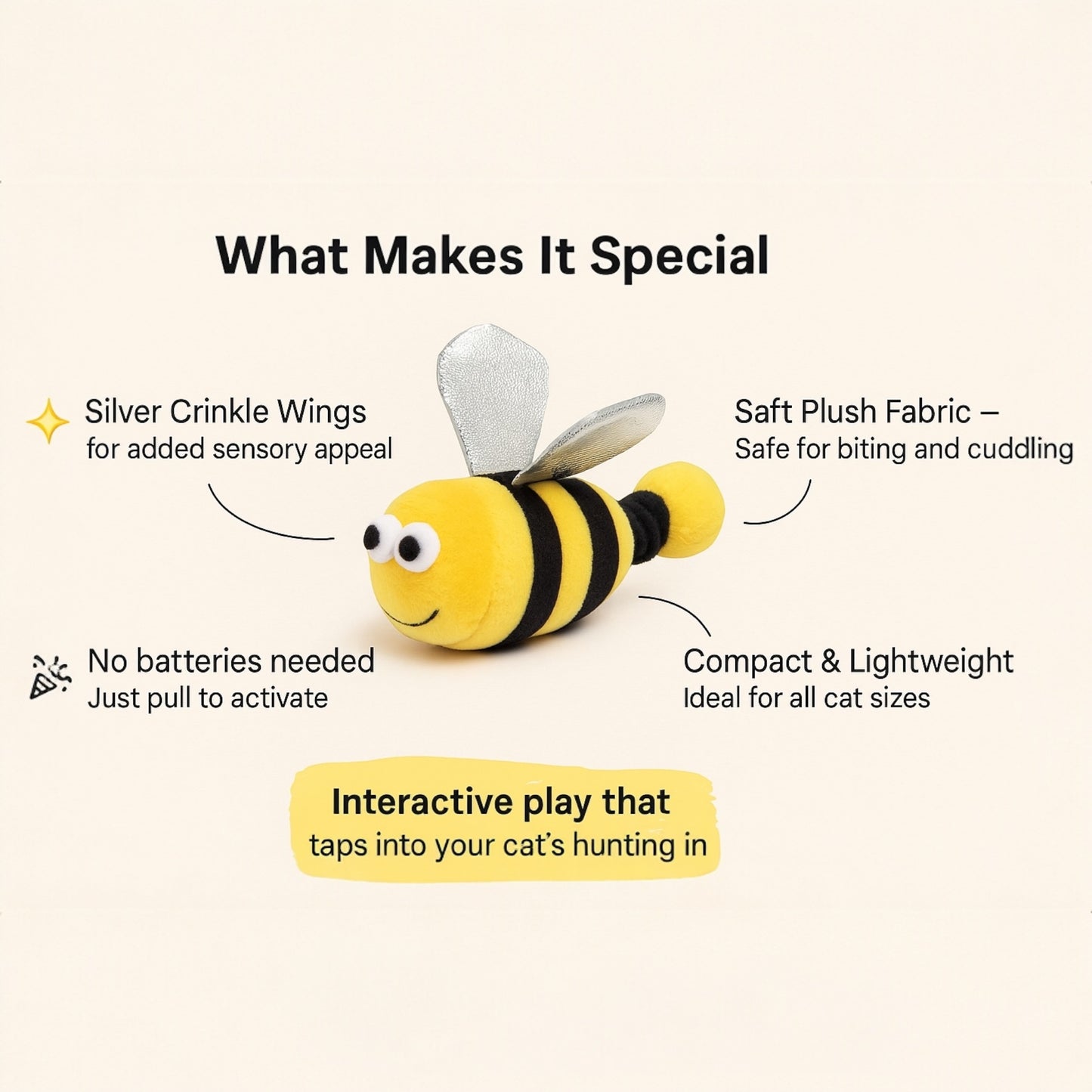 Shake a Bee - Vibrating Catnip Cat Toy