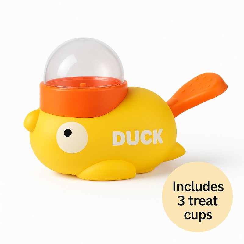 OH DUCK! Treat Dispenser – Interactive Treat Machine for Cats & Dogs (3 Portion Cups Included)