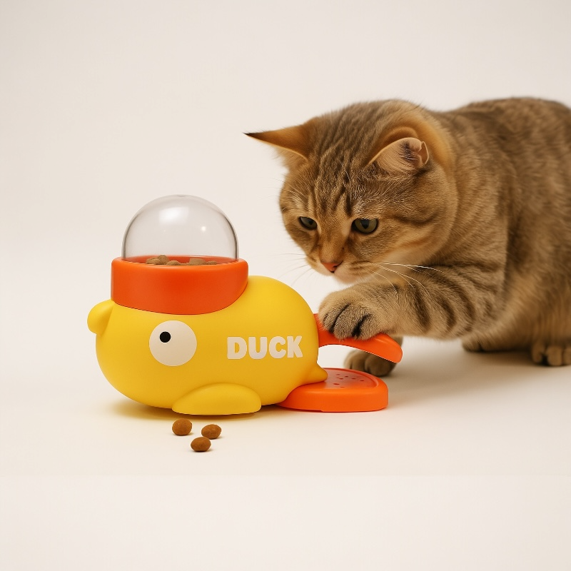 OH DUCK! Treat Dispenser – Interactive Treat Machine for Cats & Dogs (3 Portion Cups Included)