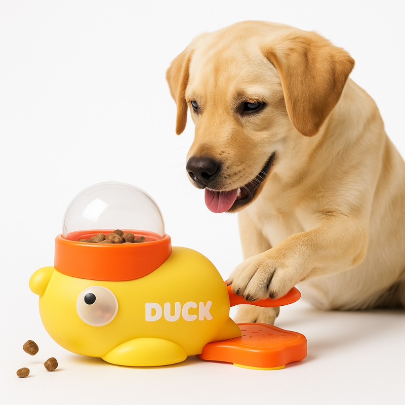 OH DUCK! Treat Dispenser – Interactive Treat Machine for Cats & Dogs (3 Portion Cups Included)