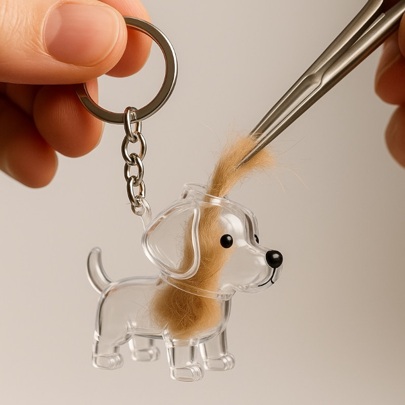 Dog Hair Keepsake Capsule - Key Chain - Christmas Decoration - Standing Dog