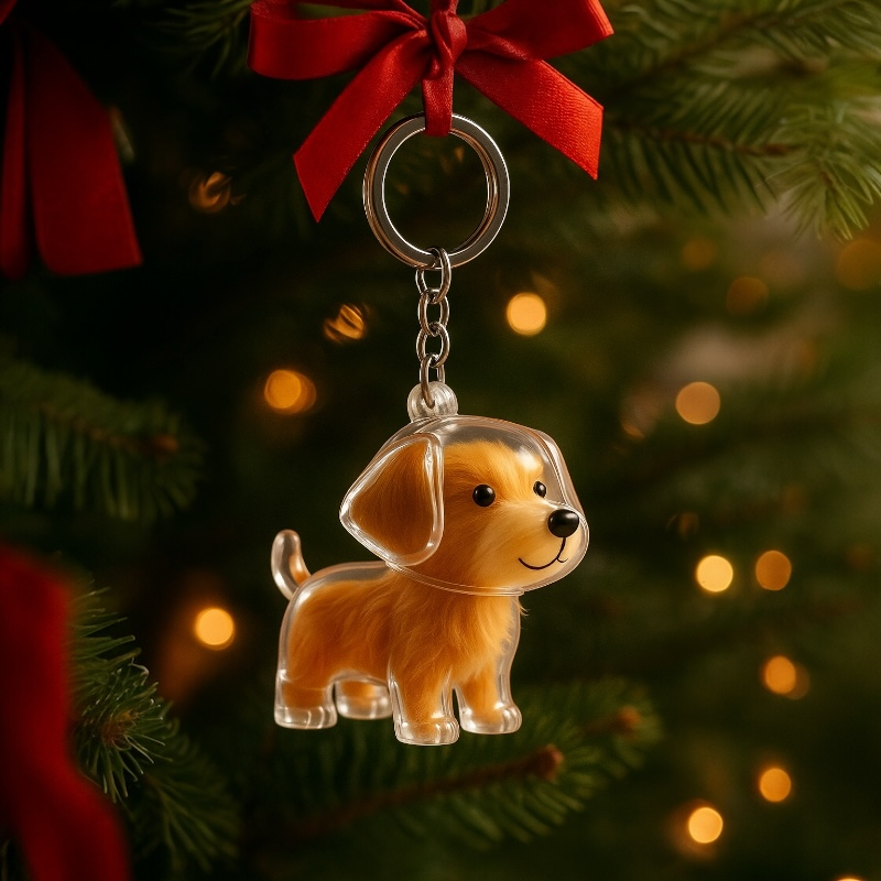 Dog Hair Keepsake Capsule - Key Chain - Christmas Decoration - Standing Dog