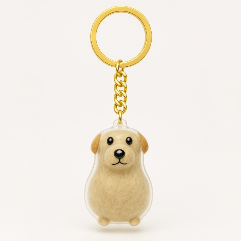 Dog Hair Keepsake Capsule - Key Chain - Christmas Decoration - Sitting Dog