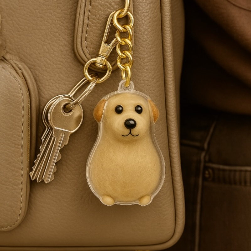 Dog Hair Keepsake Capsule - Key Chain - Christmas Decoration - Sitting Dog